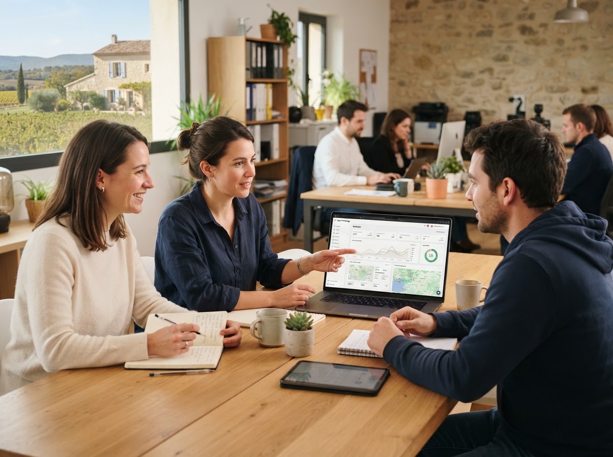 Verger Fondange - interface d'analyse consultée par un investisseur en déplacement